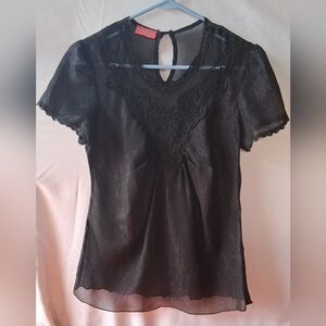 Elegant Black Lace Women's Top